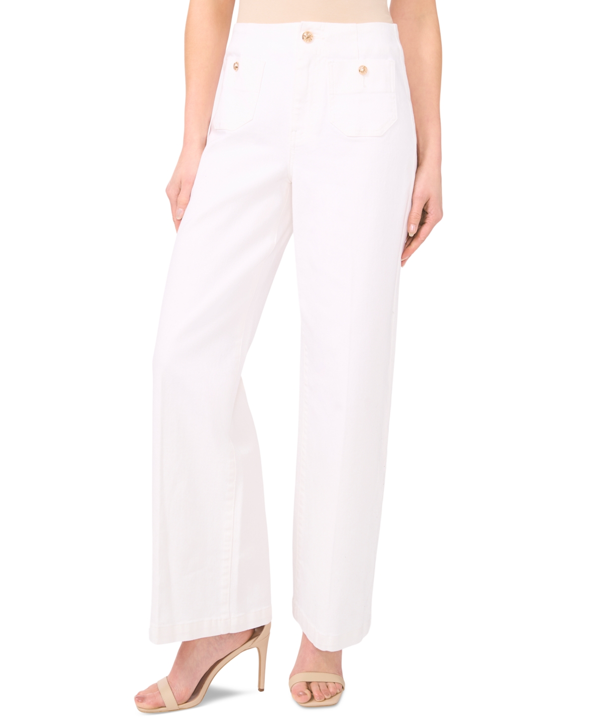 Women's High-Rise Straight-Leg Patch-Pocket Pants - Ultra White