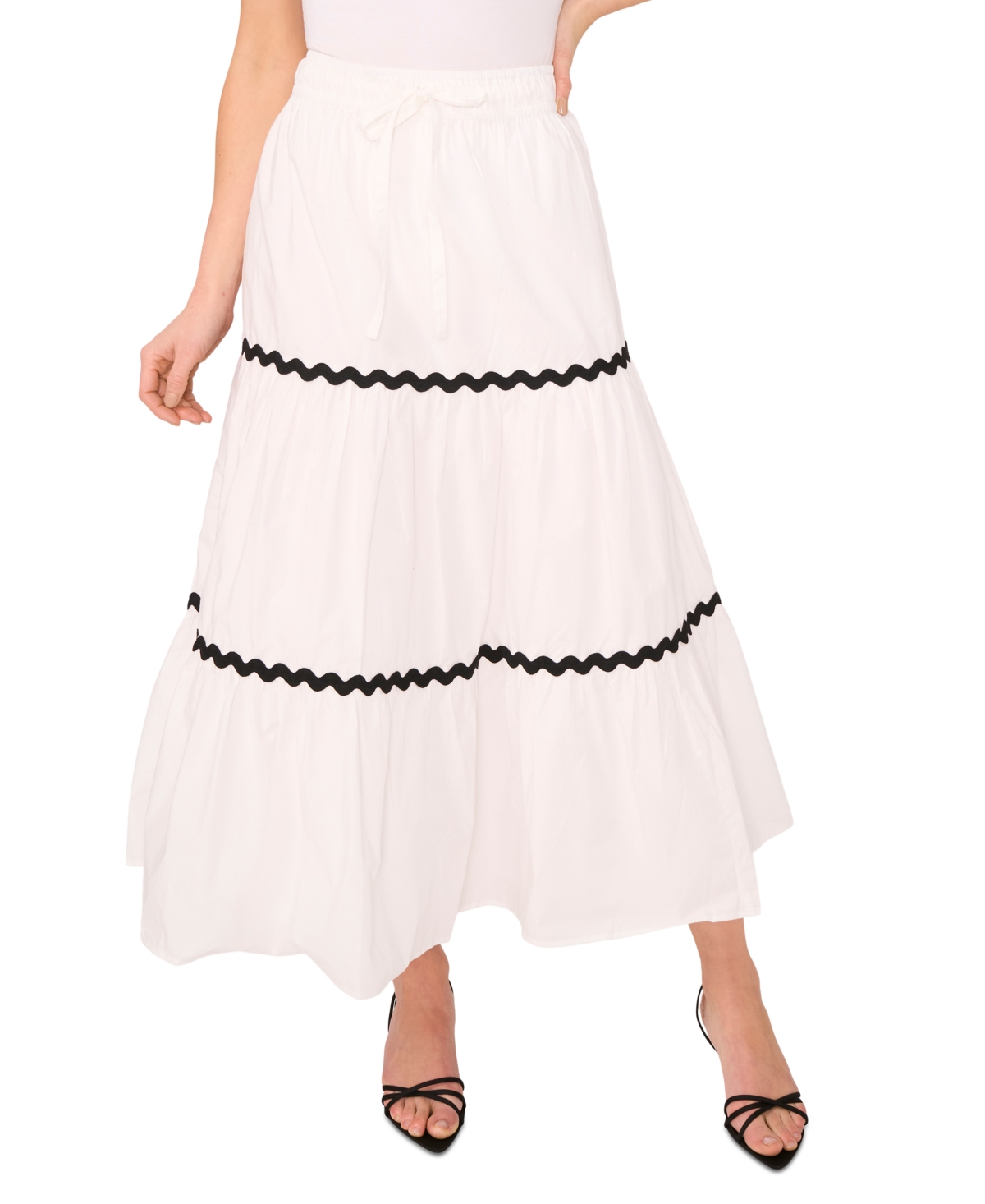 Women's Rickrack-Trim Maxi Skirt - Ultra White