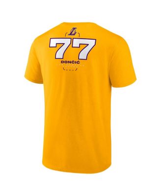 Men's Luka Doncic Gold Los Angeles Lakers Behind the Back Name Number T-Shirt