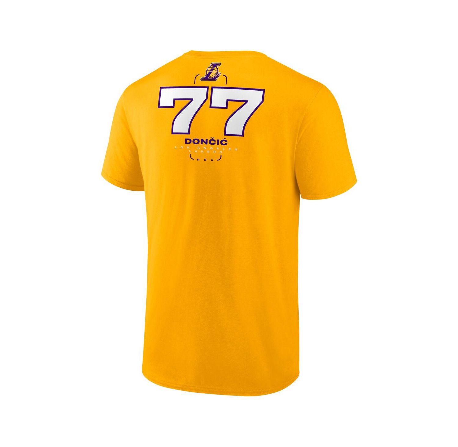 Men's Luka Doncic Gold Los Angeles Lakers Behind the Back Name & Number T-Shirt