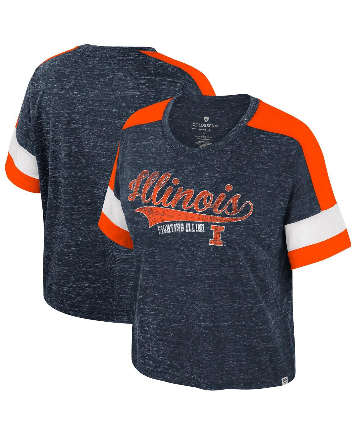 Colosseum Women's Navy Illinois Fighting Illini Color Block Scoop Neck T-shirt In Navy