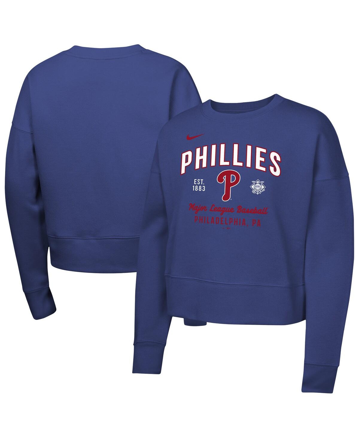 Nike Big Girls Royal Philadelphia Phillies Fleece Sweatshirt In Royal