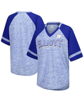G-III 4Her by Carl Banks - Women's Heather Royal Chase Elliott Hall of Fame Oversized Raglan V-Neck T-Shirt