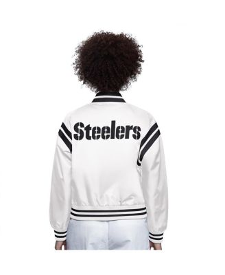 Women's Cream Pittsburgh Steelers Full Count Full-Snap Satin Jacket
