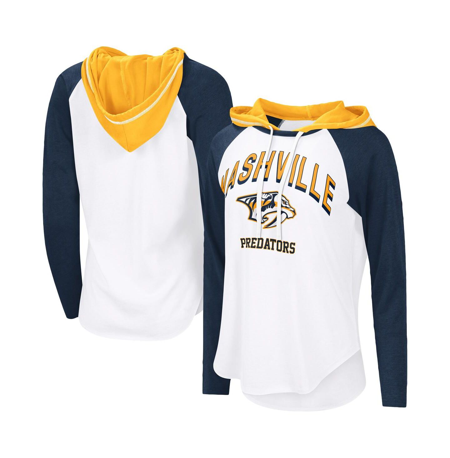 Женское худи G-III 4Her by Carl Banks White Nashville Predators VIP Raglan Long Sleeve T-Shirt — фото 1