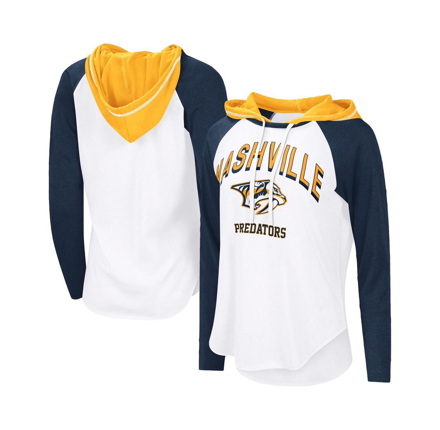 Women's White Nashville Predators VIP Raglan Long Sleeve Hoodie T-Shirt