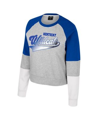 Women's Heather Gray Kentucky Wildcats Katinka Rhinestone Scoop Neck Pullover Sweatshirt