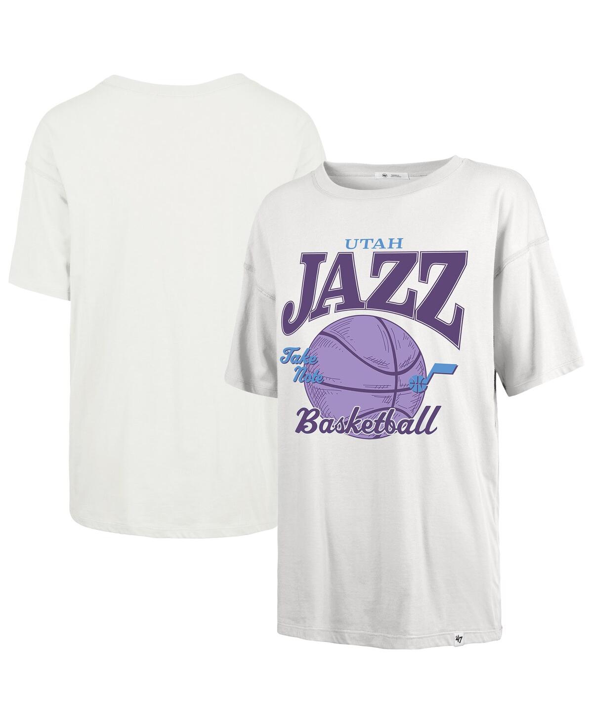 47 BRAND WOMEN'S WHITE UTAH JAZZ CITY EDITION DOWN COURT SADIE T-SHIRT 