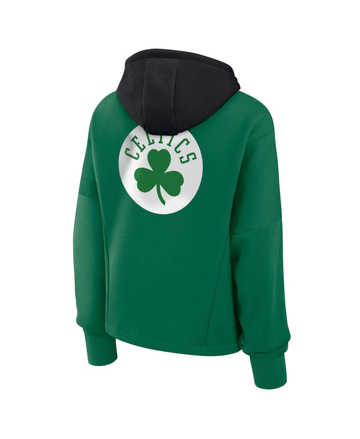 Fanatics Women's Kelly Green Boston Celtics Post Up Boxy Pullover Hoodie In Kelly Green,black
