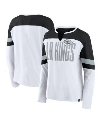 Fanatics - Women's White/Black Los Angeles Kings Frozen Long Sleeve Notch Neck T-Shirt