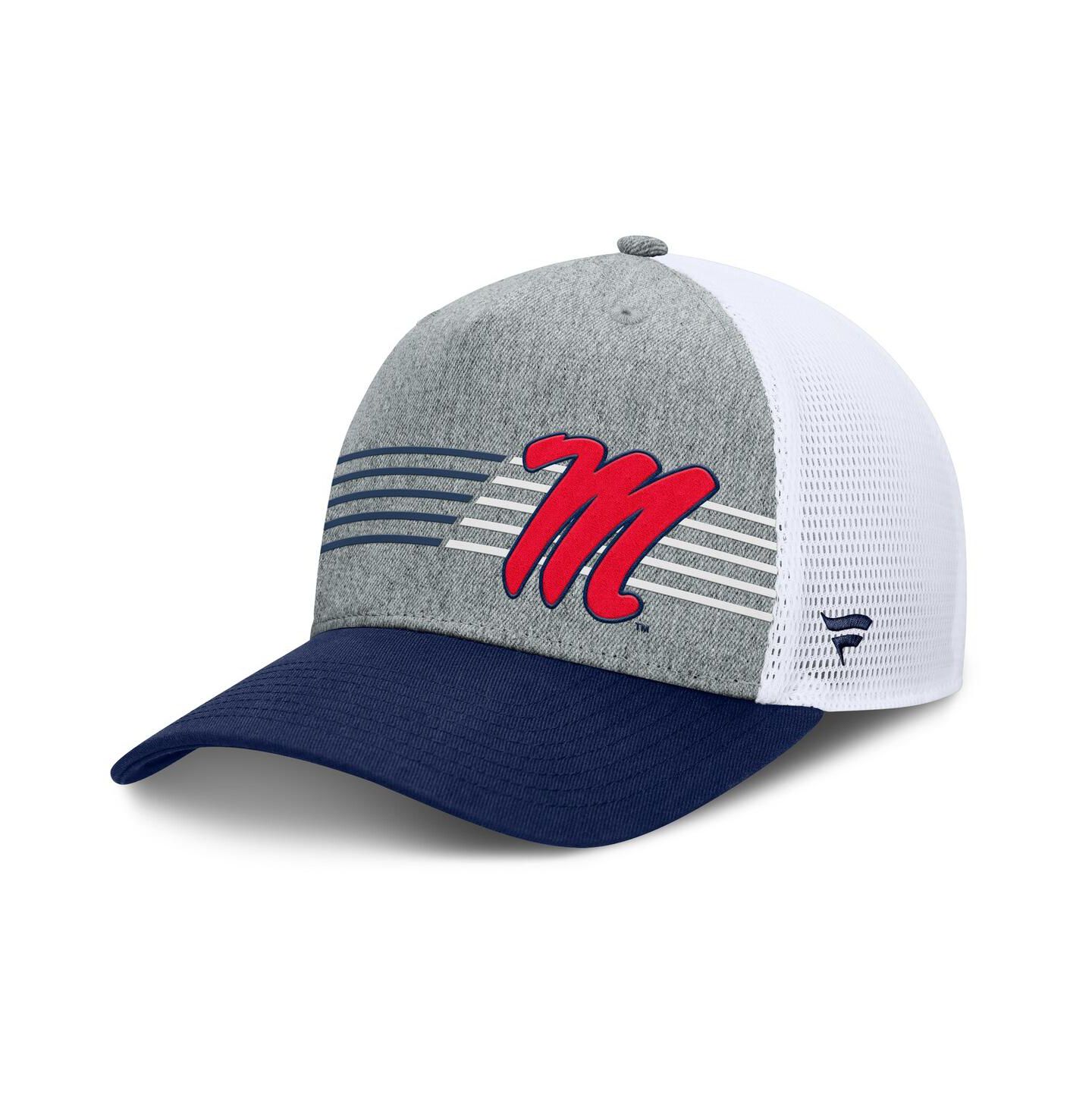 Мужская кепка Fanatics Heather Gray/Navy Ole Miss Rebels Profile Trucker Adjustable Hat — фото 1