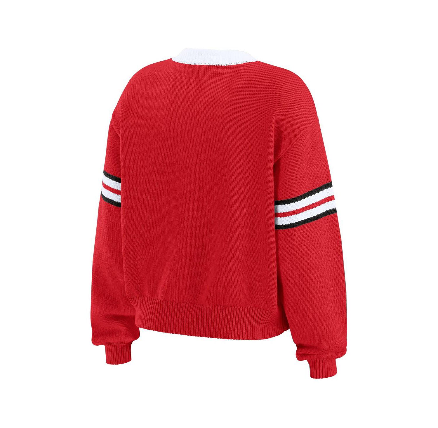 Women's Red Detroit Red Wings Cropped Lace-Up Sweater