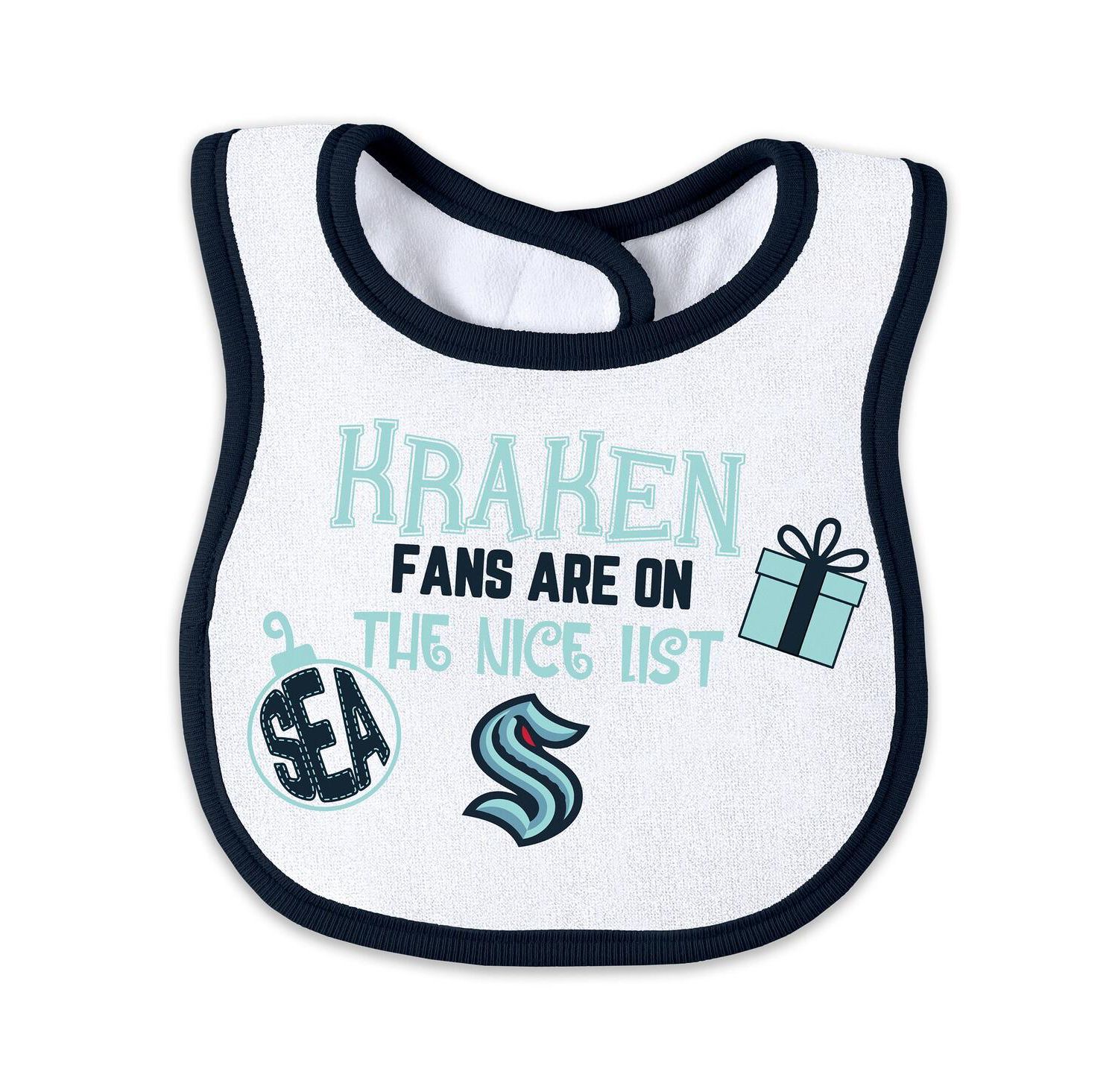 Newborn 2-Piece Seattle Kraken Allover Print Full-Zip Sleeper and Bib Christmas Set