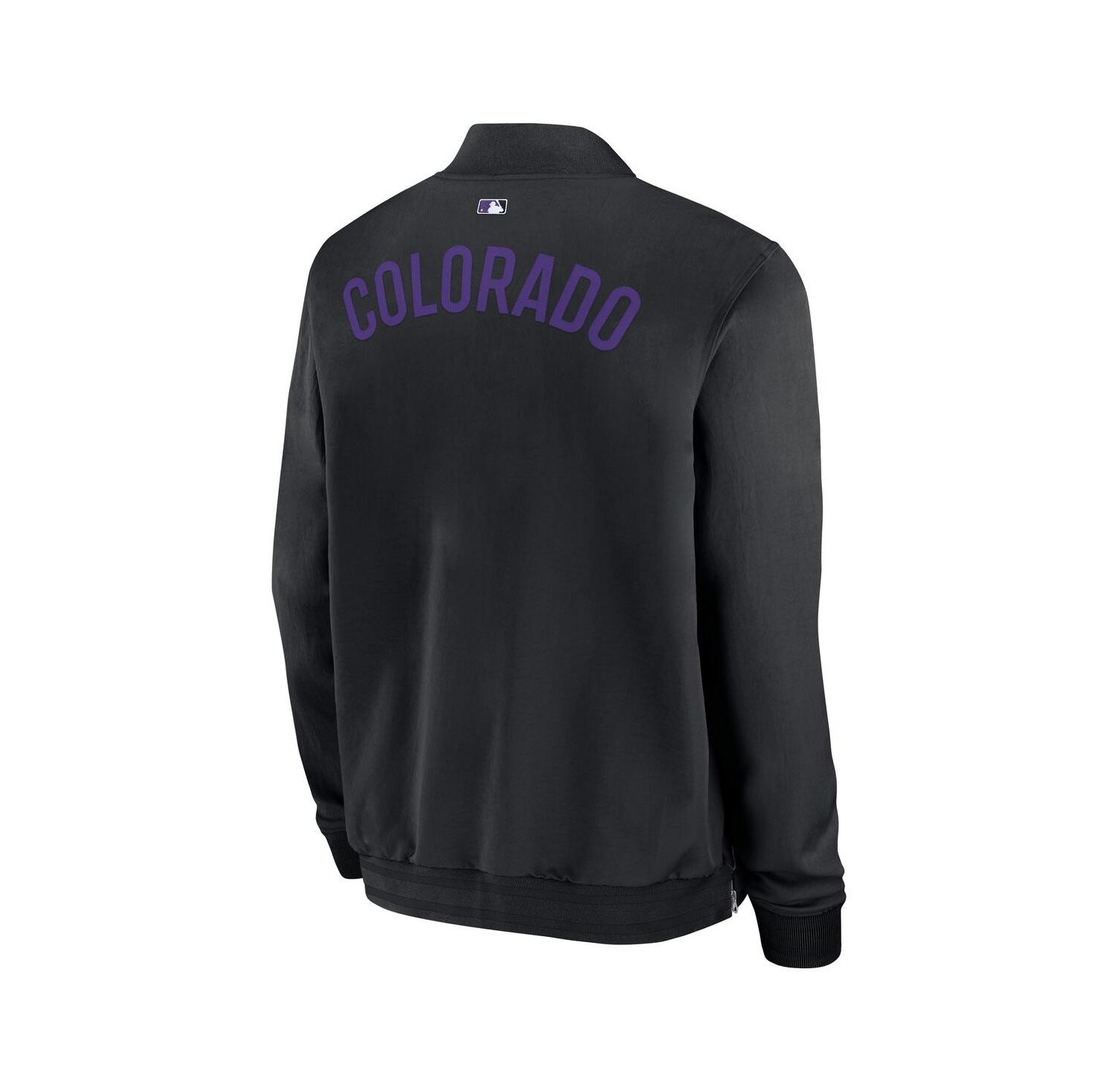 Men's Black Colorado Rockies Authentic Collection Dugout Full-Zip Bomber Jacket