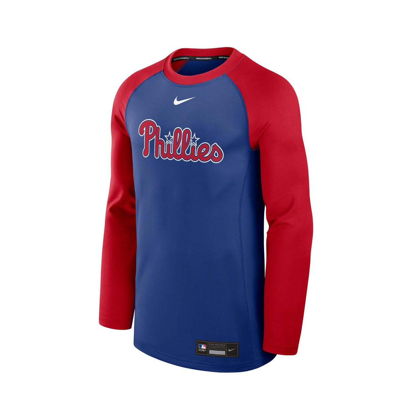 Мужская футболка Nike Royal/Red Philadelphia Phillies Authentic Collection Game Time Raglan Performance Long Sleeve — фото 3