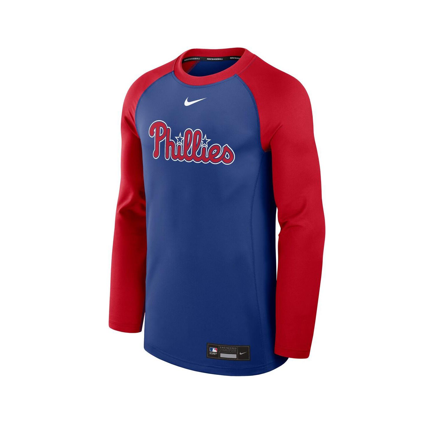 Men's Royal/Red Philadelphia Phillies Authentic Collection Game Time Raglan Performance Long Sleeve T-Shirt