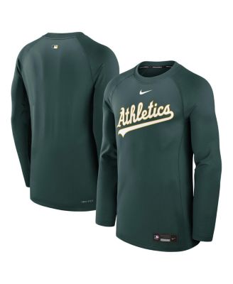 Nike - Men's Green Athletics Authentic Collection Game Time Raglan Performance Long Sleeve T-Shirt