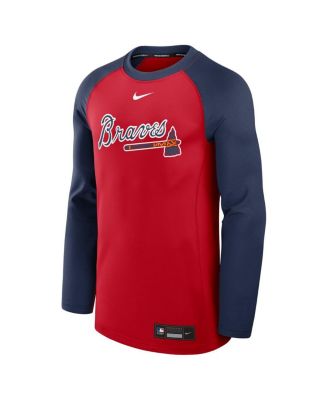 Men's Red/Navy Atlanta Braves Authentic Collection Game Time Raglan Performance Long Sleeve T-Shirt