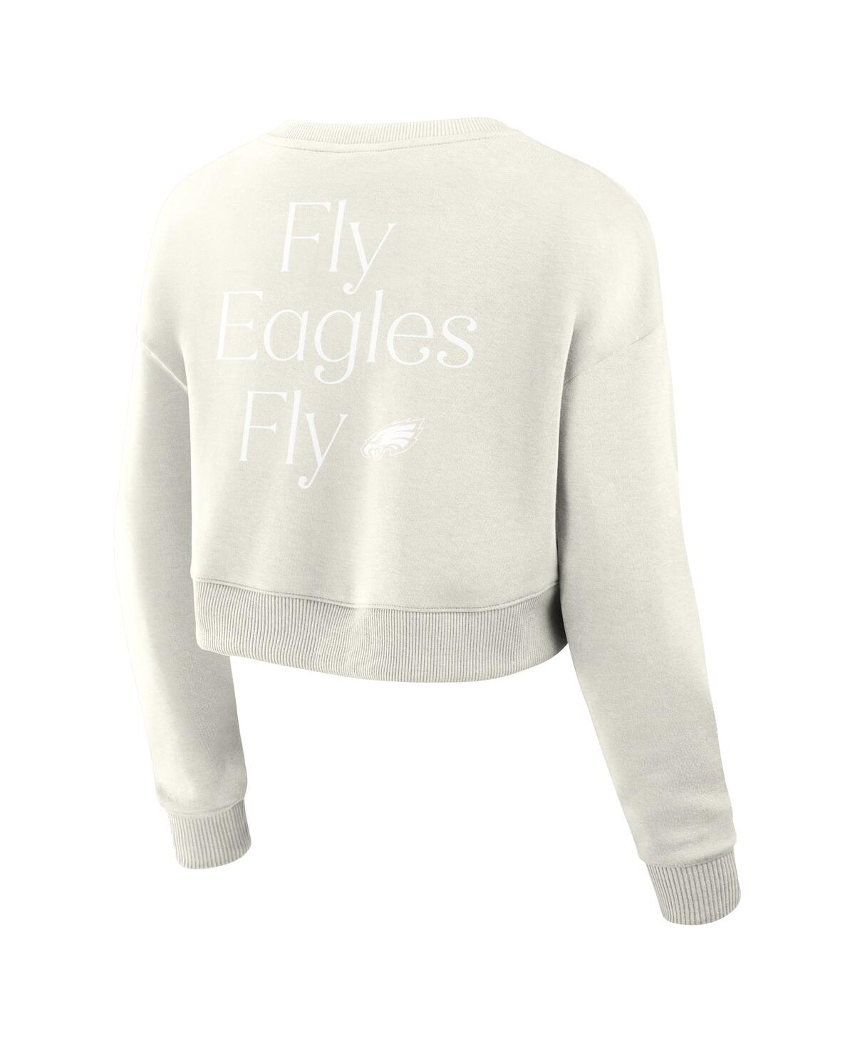 Fanatics Women's Cream Philadelphia Eagles Studio Cropped Pullover Sweatshirt In Cream