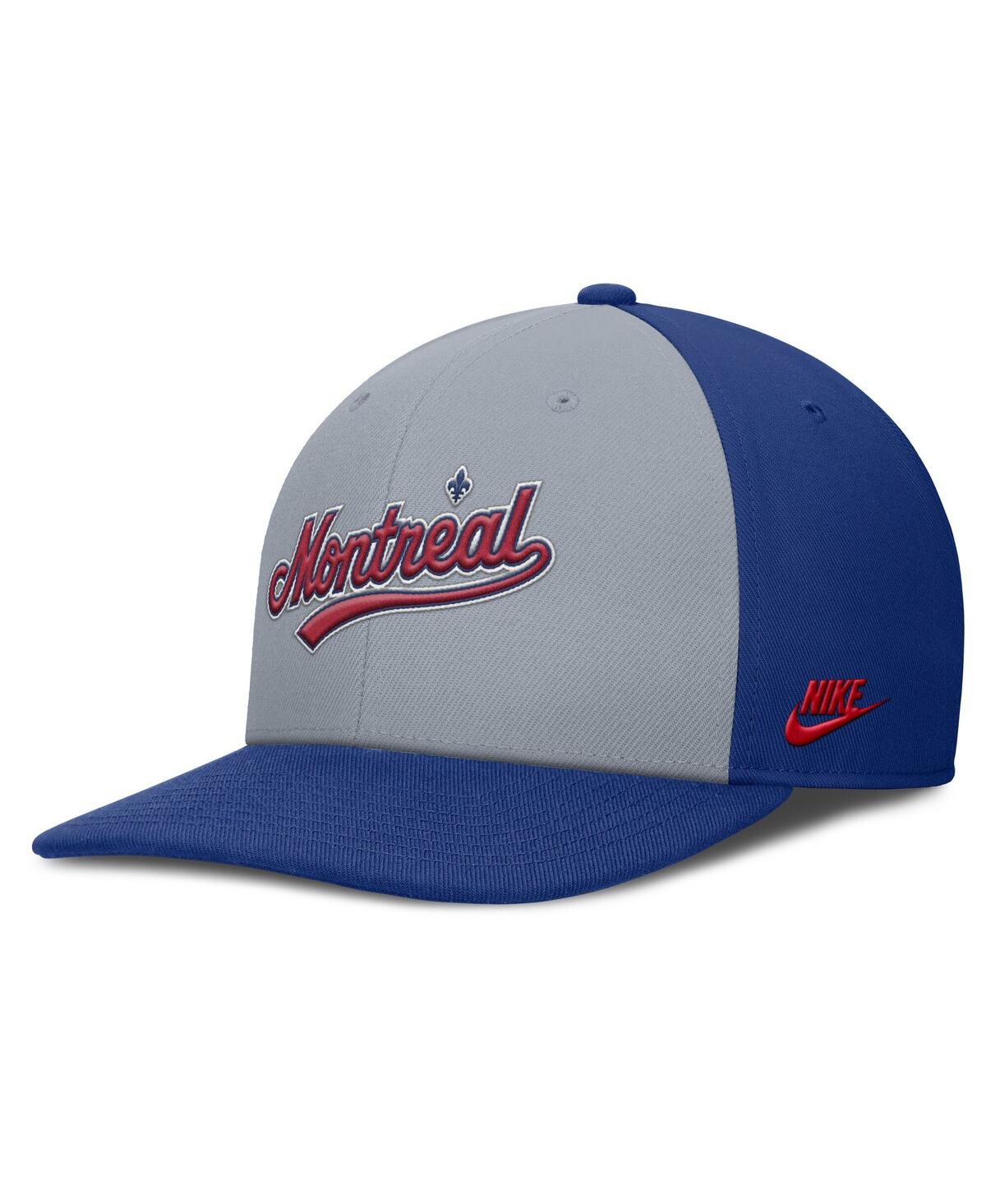 Nike Men's Gray/blue Montreal Expos Cooperstown Collection Pro Performance Snapback Hat In Gray,blue