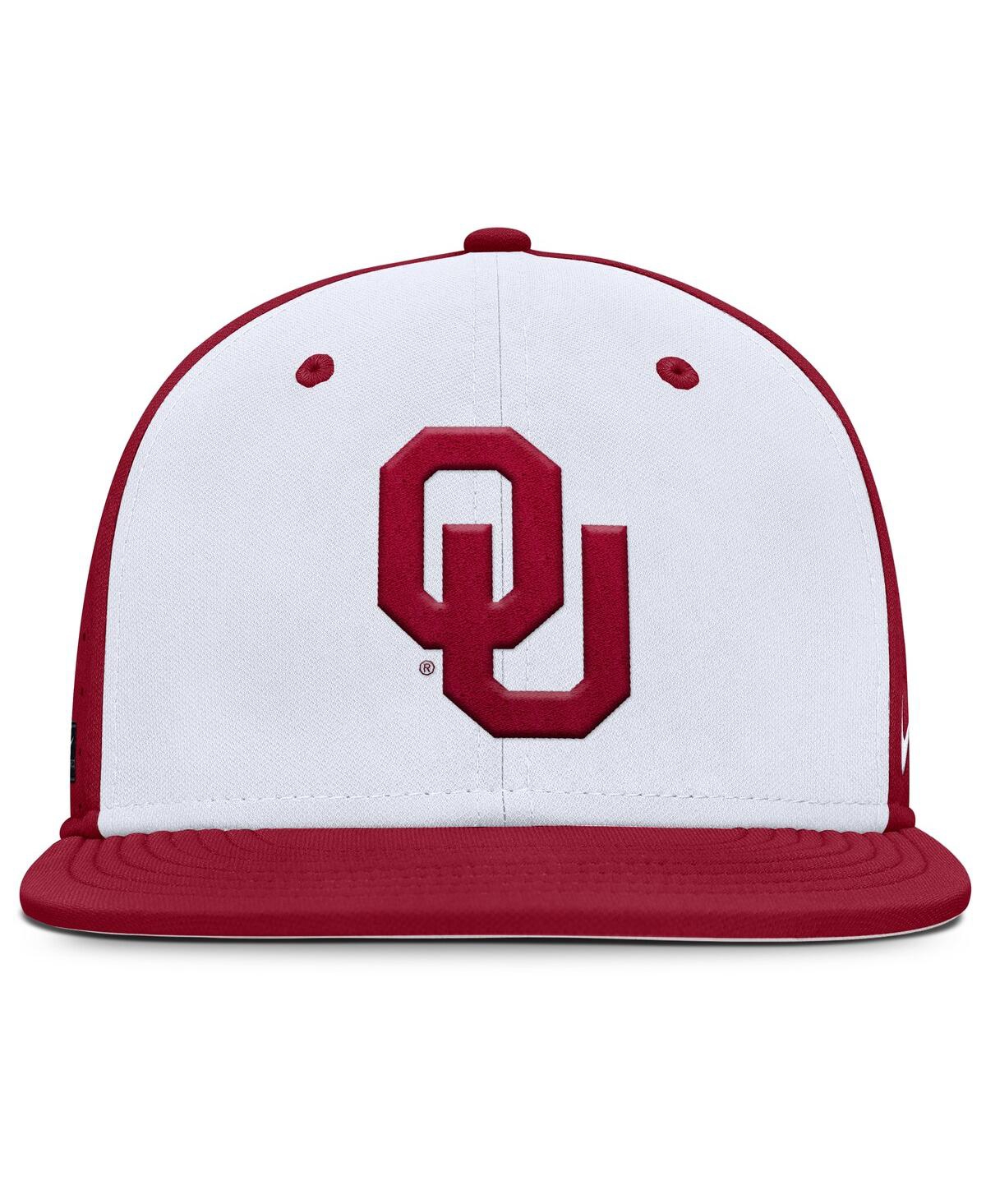 Nike Men's White/crimson Oklahoma Sooners On-field Dugout True Performance Fitted Hat In White,crimson
