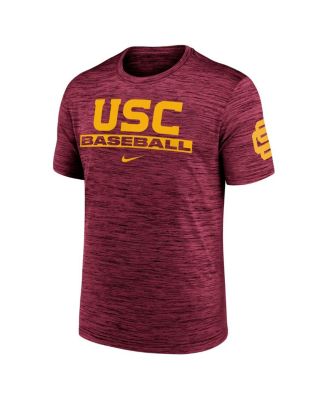 Men's Cardinal USC Trojans Velocity Baseball Wordmark Stack Performance T-Shirt