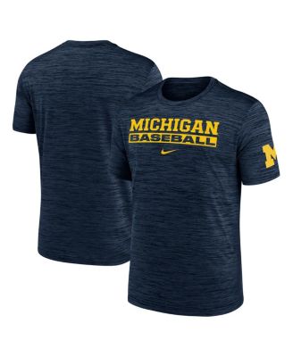 Nike - Men's Navy Michigan Wolverines Velocity Baseball Wordmark Stack Performance T-Shirt