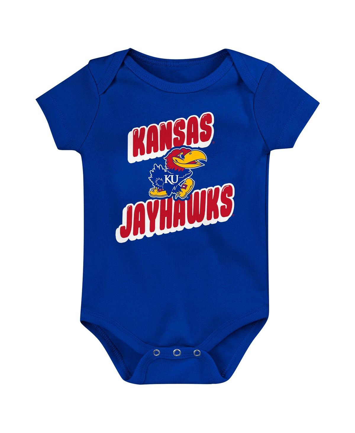 Outerstuff Newborn Royal Kansas Jayhawks Sunday Comics Bodysuit Set 3-pack In Multi