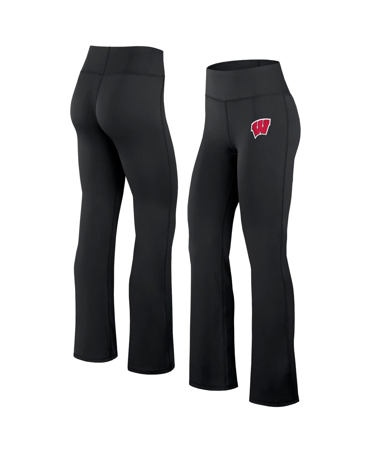 Women's Black Wisconsin Badgers Training Camp Maxed Out Flare Leggings - Black