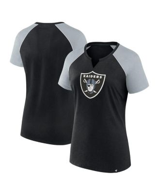 Fanatics - Women's Black/Silver Las Vegas Raiders Glittered Primary Raglan T-Shirt
