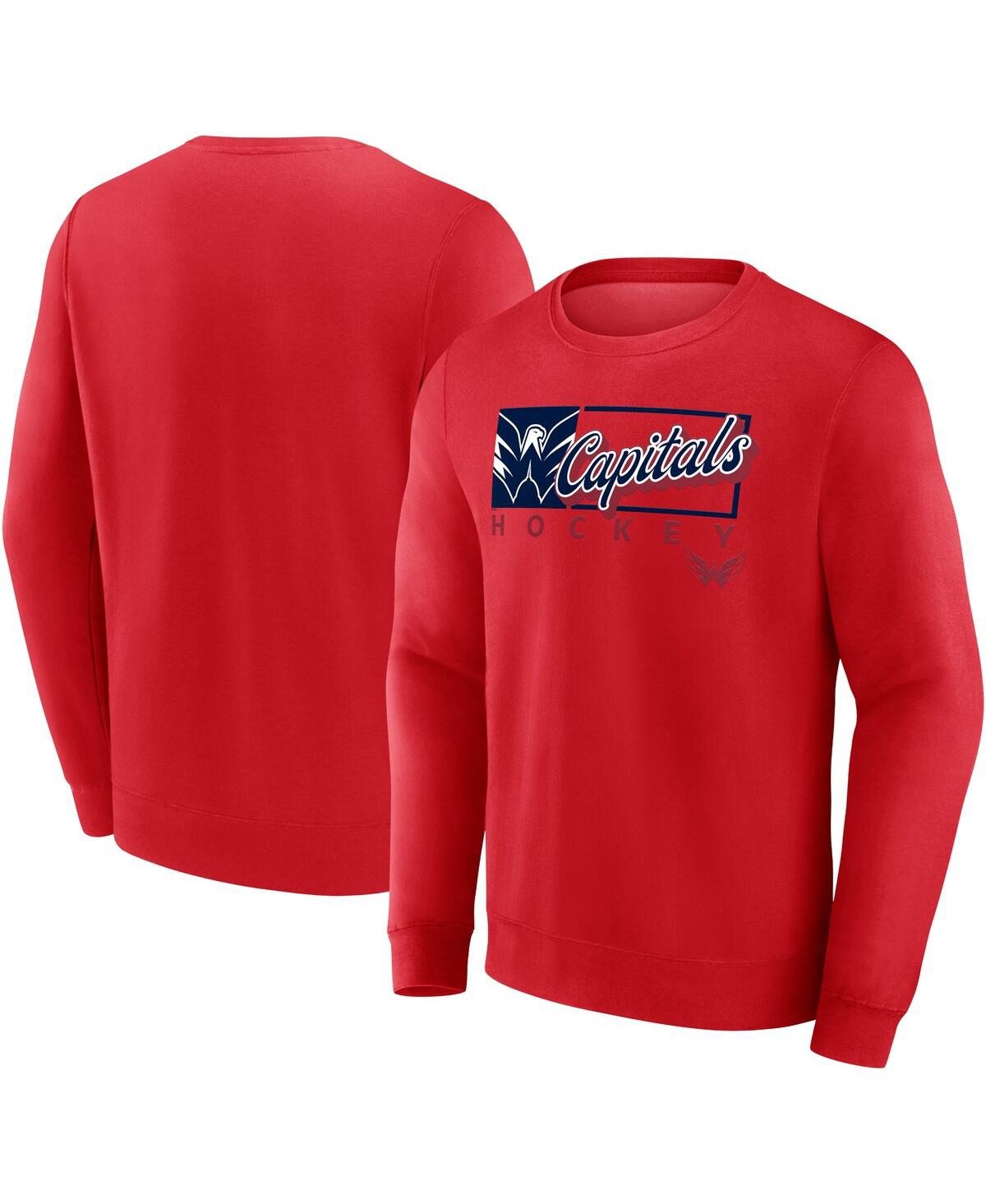 Fanatics Men's Red Washington Capitals Focus Fleece Pullover Sweatshirt In Red