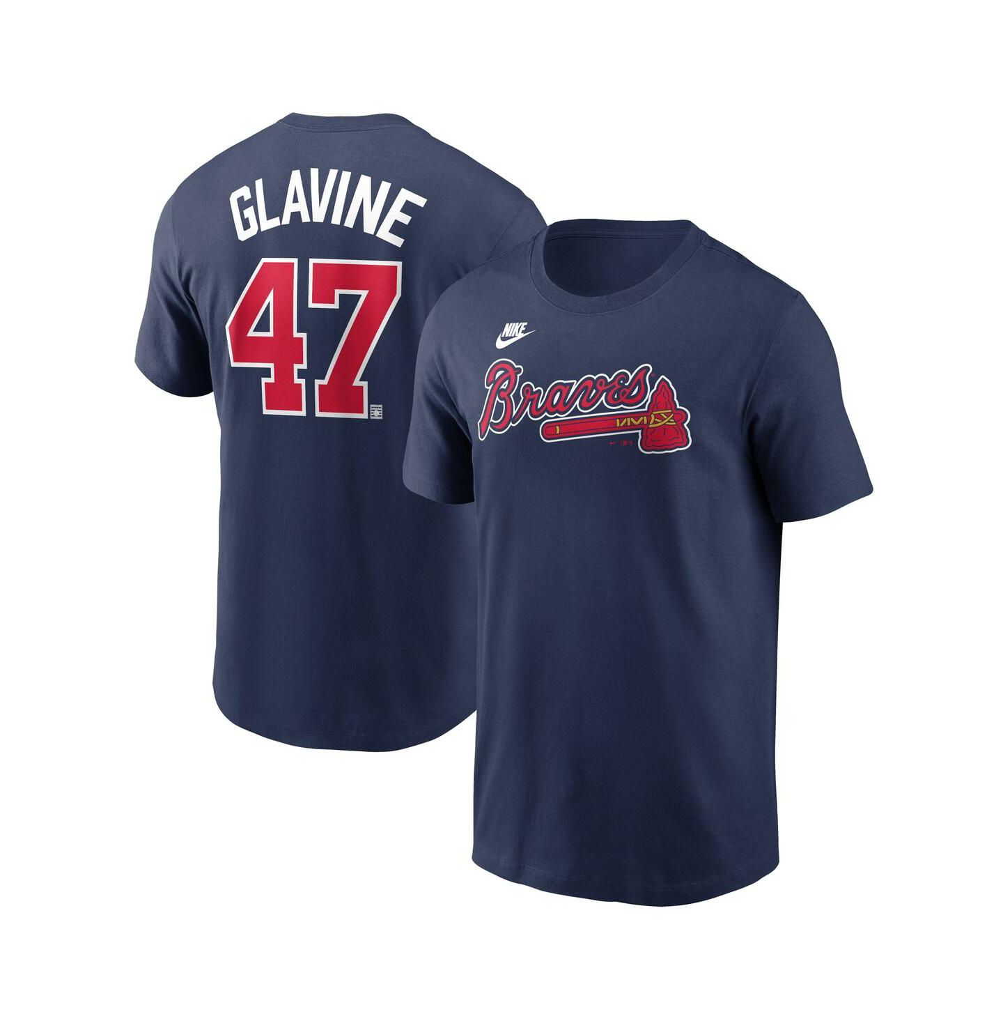 Мужская футболка Nike Tom Glavine Navy Atlanta Braves Fuse Name & Number — фото 1
