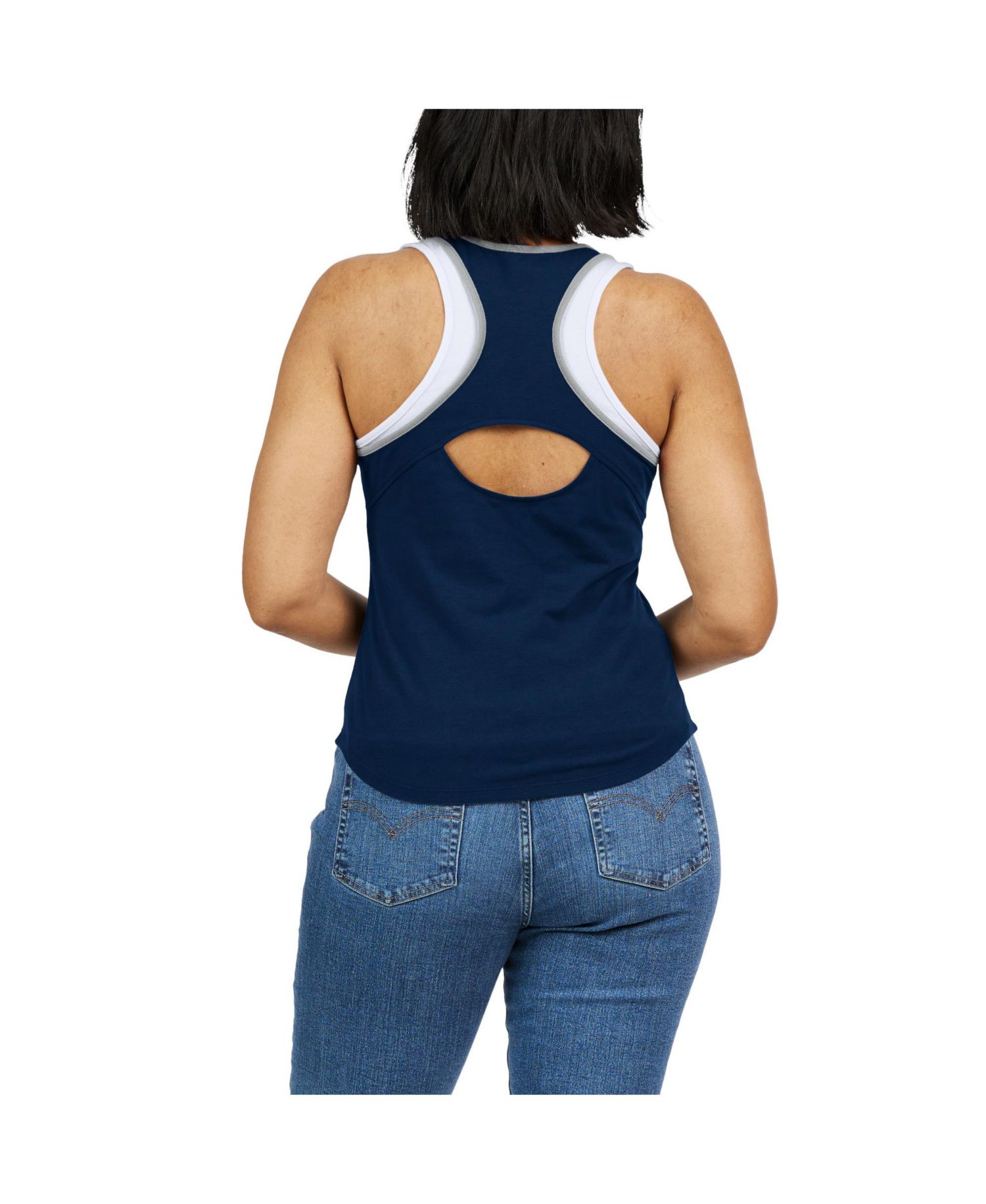 Women's Navy New York Yankees Colorblock Racerback Tank Top