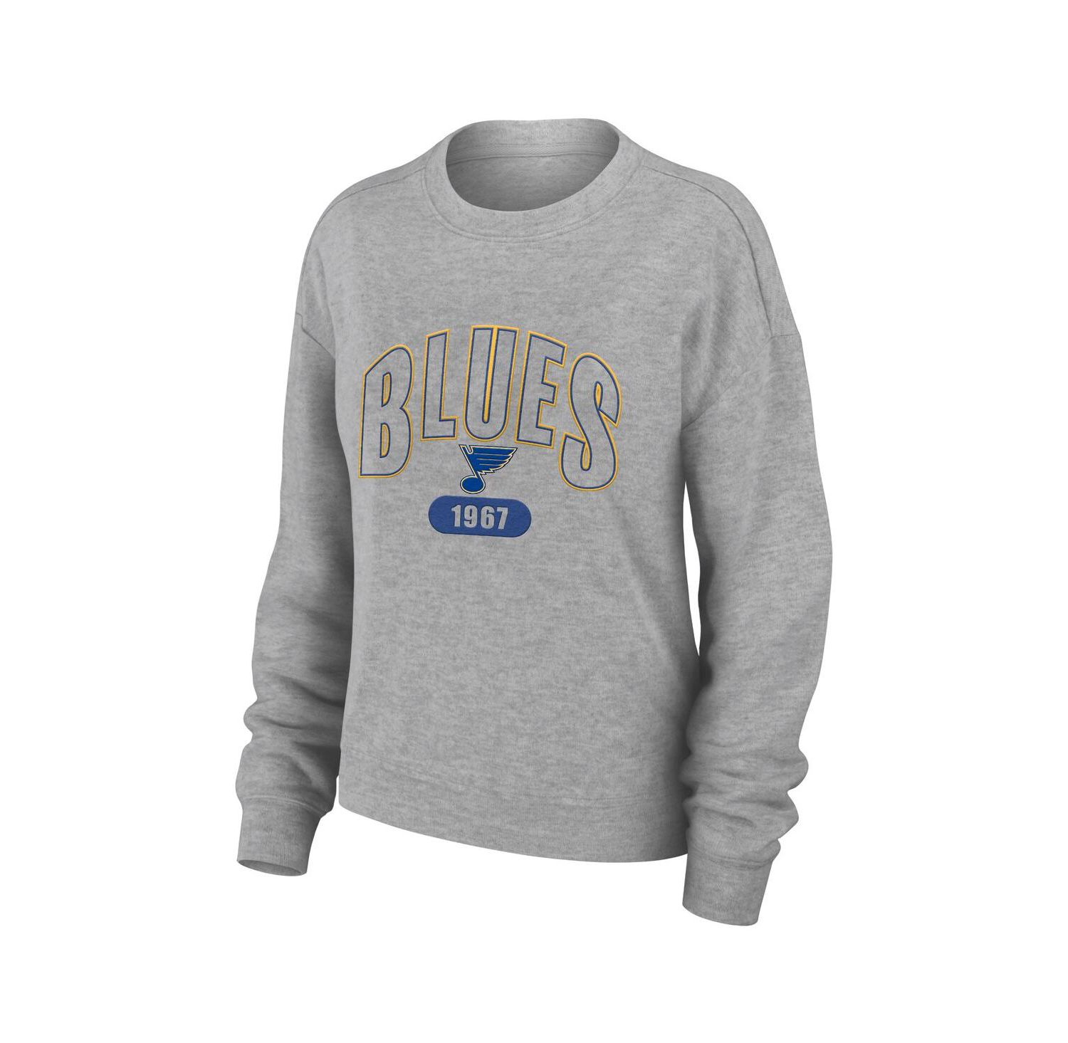 Women's Heather Gray St. Louis Blues Knit Long Sleeve Tri-Blend T-Shirt, Pants and Sleep Set