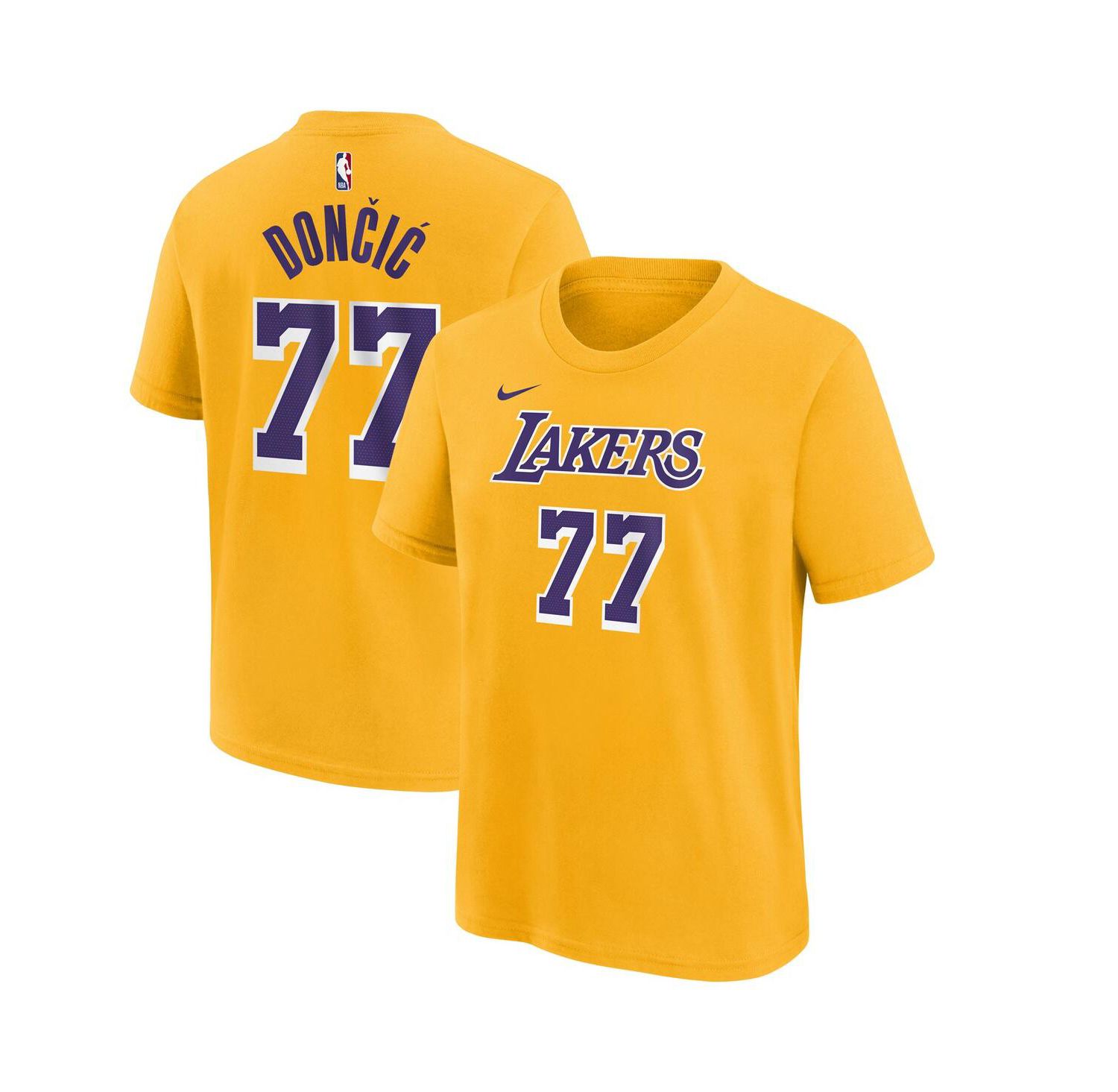 Men's Luka Doncic Gold Los Angeles Lakers Icon Edition Name & Number T-Shirt