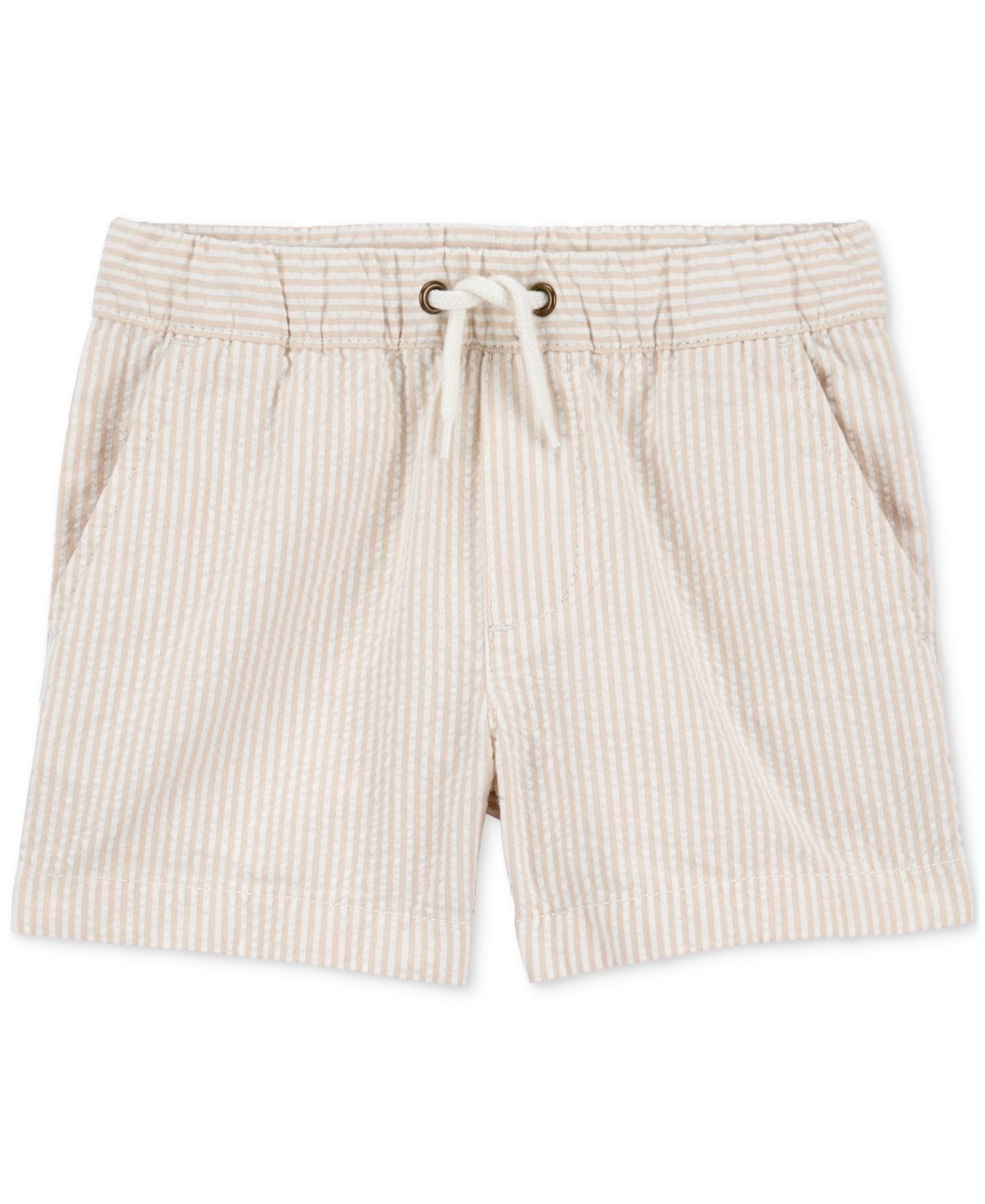 Carter's Toddler Boys Cotton Seersucker Pull-on Drawstring Shorts In Cream