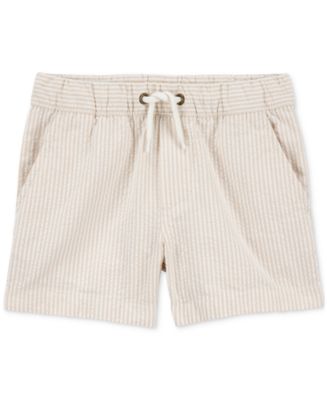 Claire & Charlie Boys Pull On Shorts - Green Stripe Seersucker main image 0