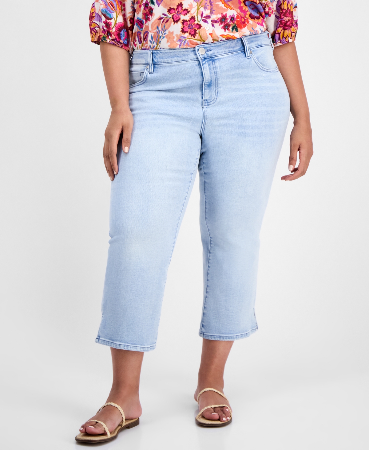 Liverpool Los Angeles Trendy Plus Size Slit-hem Kick Flare Jeans