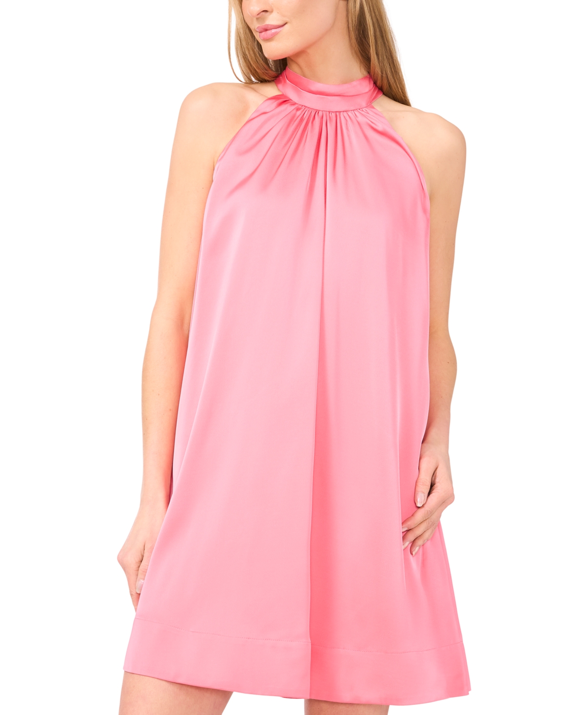 Cece Women's Satin Halter-neck Trapeze Mini Dress In Confetti Pink
