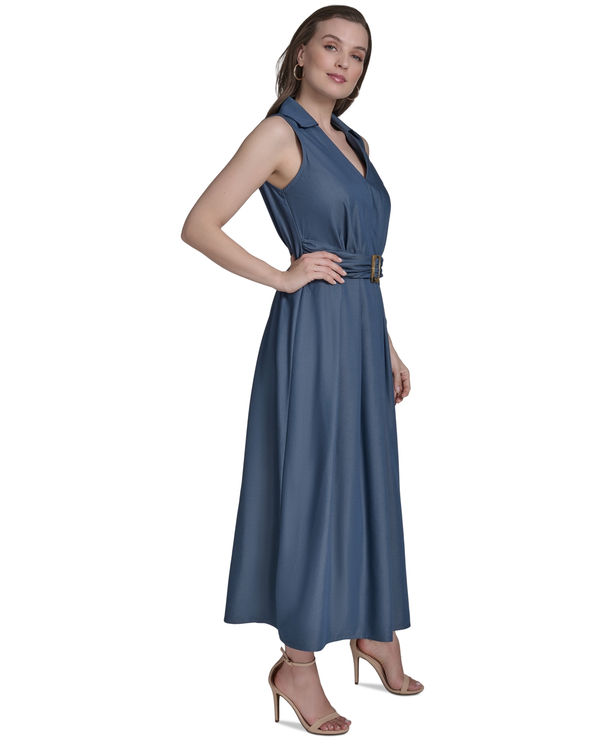 HALSTON WOMEN'S BELTED MAXI DRESS 