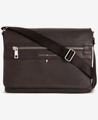 Men's Pebble Faux-Leather Leo Messenger Bag