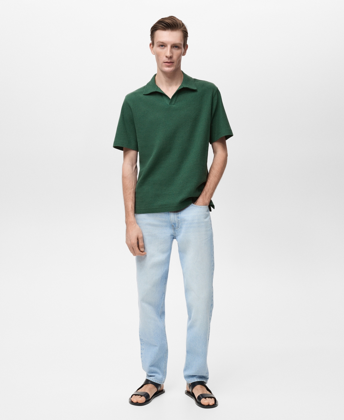 Mango Men's Cotton-blend Polo Shirt In Dark Green