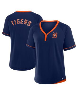 Fanatics - Women's Navy Detroit Tigers League Diva Star Raglan V-Neck T-Shirt