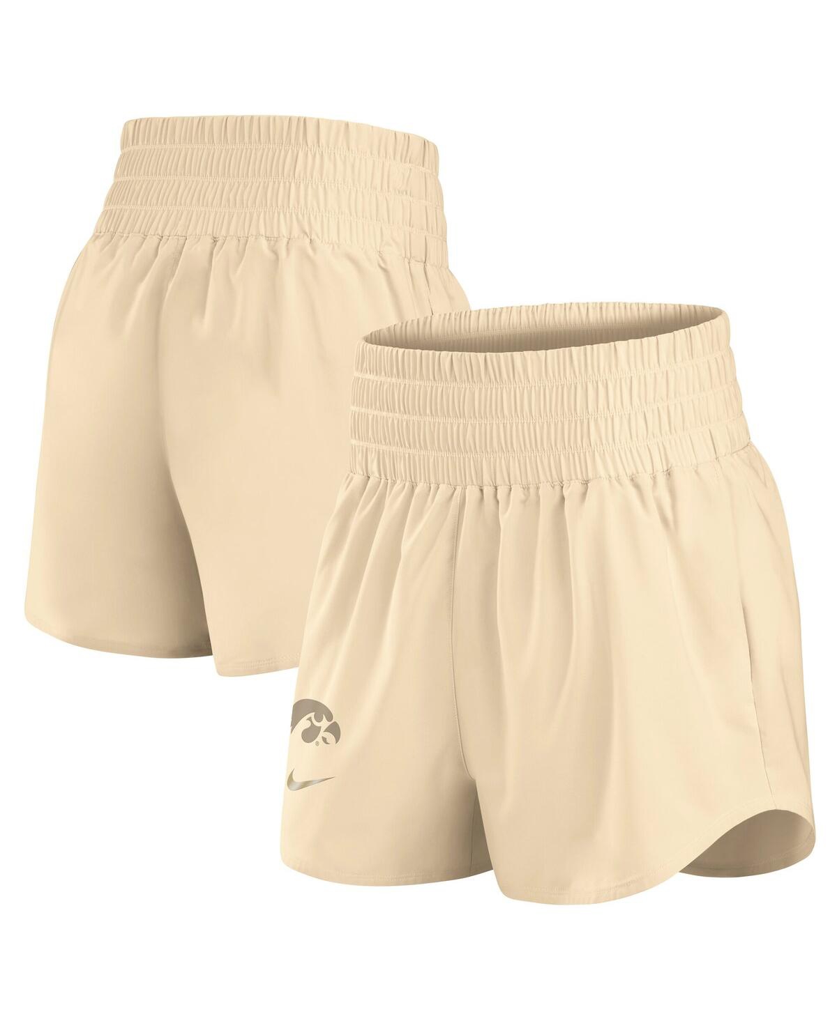 Nike Women's Beige Iowa Hawkeyes Performance One High-rise Shorts In Beige