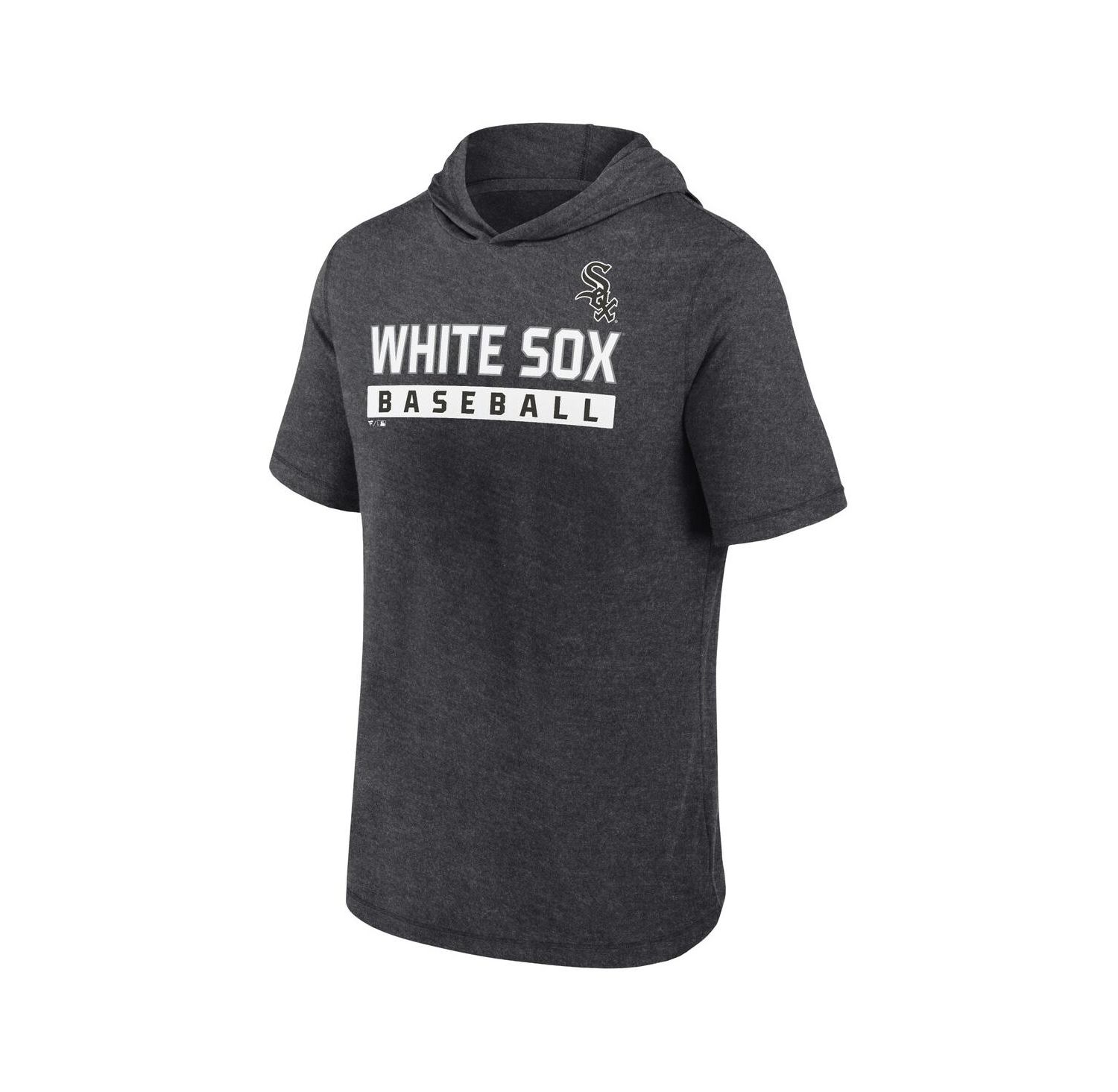 Men's Heather Charcoal Chicago White Sox Push Short Sleeve Pullover Hoodie