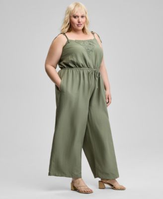 Trendy Plus Size Drawstring-Waist Jumpsuit, Exclusively at Macy's