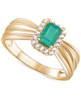 Macy's - Emerald (5/8 ct. t.w.) & Diamond (1/6 ct. t.w.) Halo Ring in 14k Gold (Also in Ruby & Sapphire)