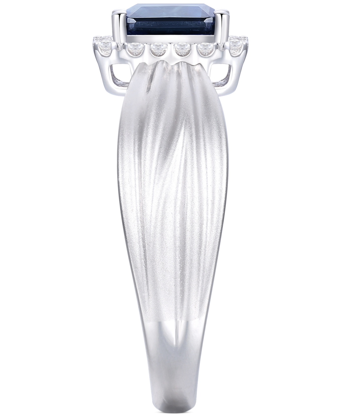 Macy's Emerald (5/8 Ct. T.w.) & Diamond (1/6 Ct. T.w.) Halo Ring In 14k Gold (also In Ruby & Sapphire) In Sapphire