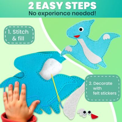 Kids Crafts Ages 4-8 DIY Beginner Needle and Thread Kit - 12 Sewing Kit Basic