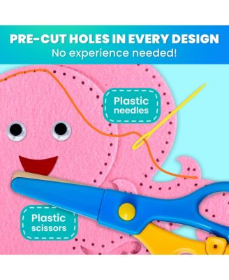 Kids Crafts Ages 4-8 DIY Beginner Needle and Thread Kit - 12 Sewing Kit Basic